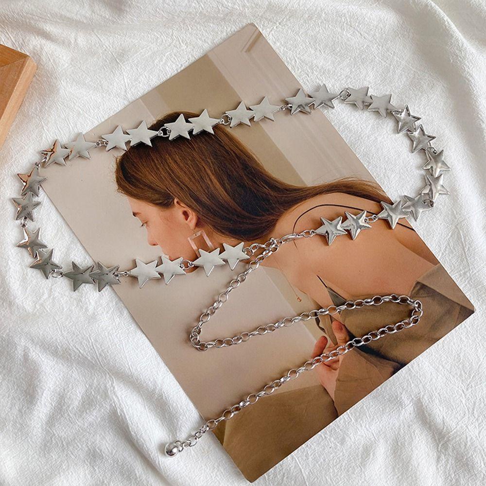 Dây Xích Đeo Thắt Lưng Bằng Kim Loại Hình Ngôi Sao Có Thể Điều Chỉnh Phong Cách Punk Hip Hop Trang Trí Đầm