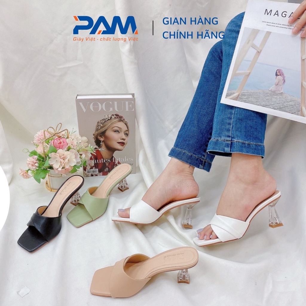 Giày Cao Gót PAM Giày Việt - Chất Lượng Việt Quai Ngang 7cm - CGT101 - Size 35-39