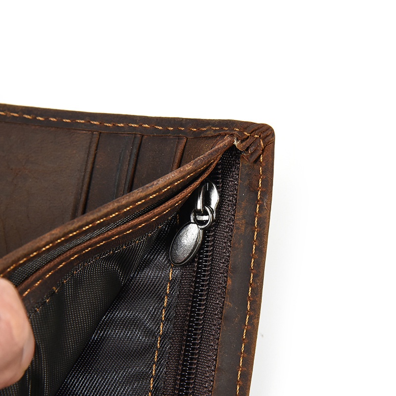 Ví nam da bò sáp ngựa điên, ví nam nhỏ gọn Louie Store size 11*9 - V6096