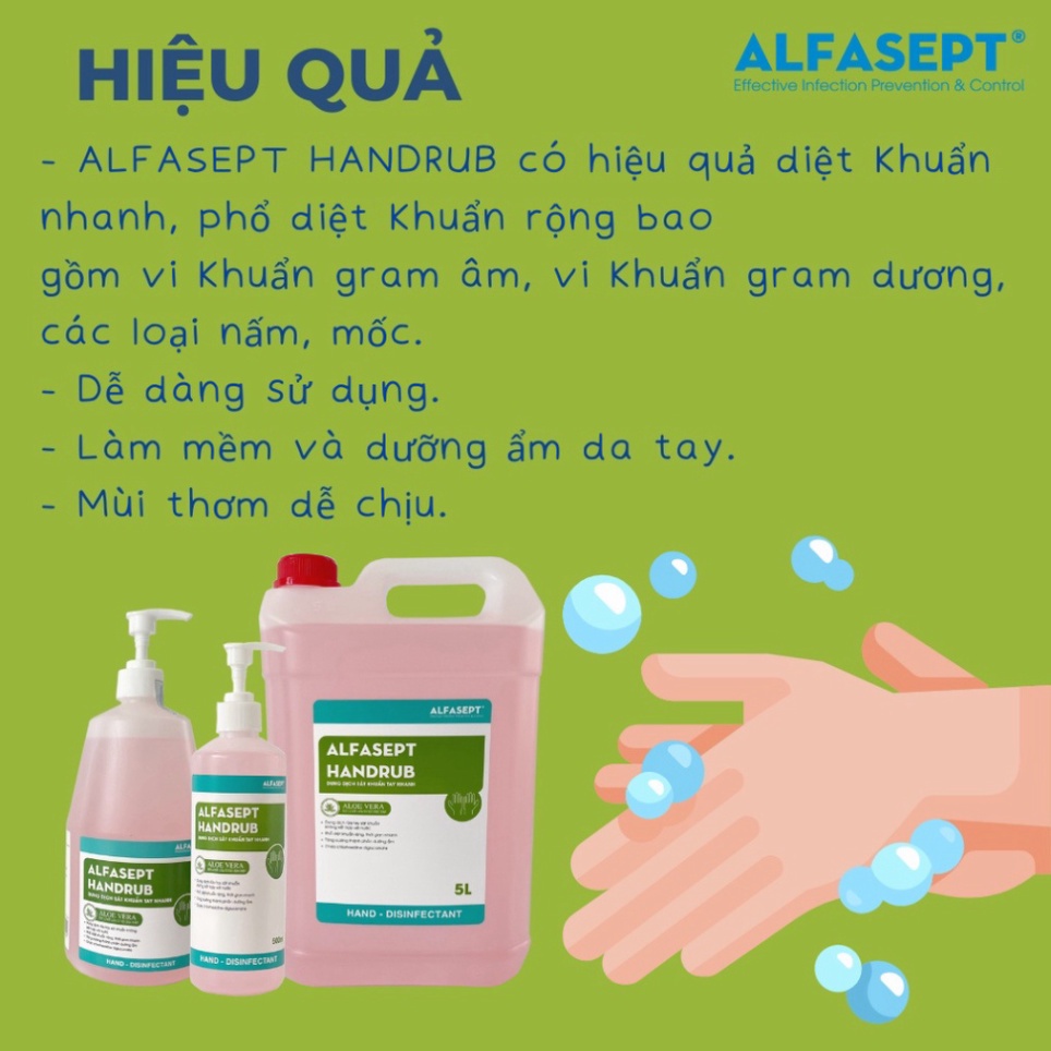 Nước Rửa Tay Khô ALFASEPT Handrub Thân Thiện Với Da, Giúp Diệt Khuẩn Nhanh Chóng Và Hiệu Quả Lọ 500ml - Shop Nhím Yêu
