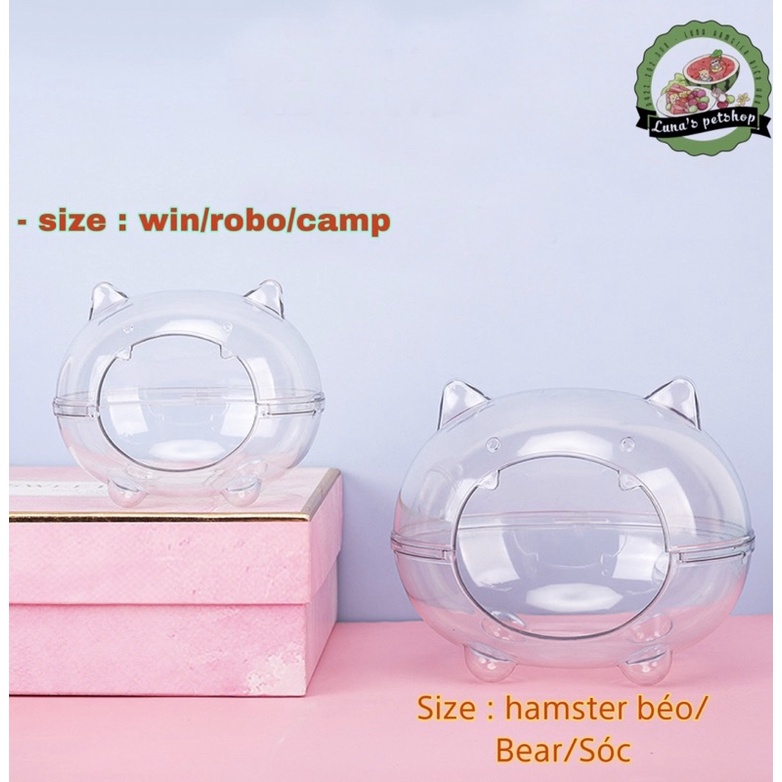Nhà tắm trong suốt cho hamster. Nhà ngủ mica trong suốt