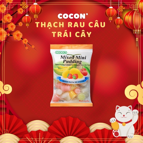 Thạch Rau Câu Cocon Mixed Mini Nata de Coco Pudding 375g
