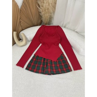 Set short caro đỏ
