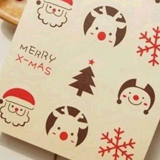 36 sticker Giáng Sinh giấy kraft - nhãn Merry Christmas