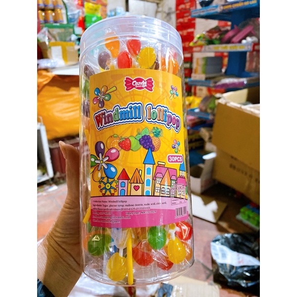 Hộp 30 cây kẹo mút hình chong chóng