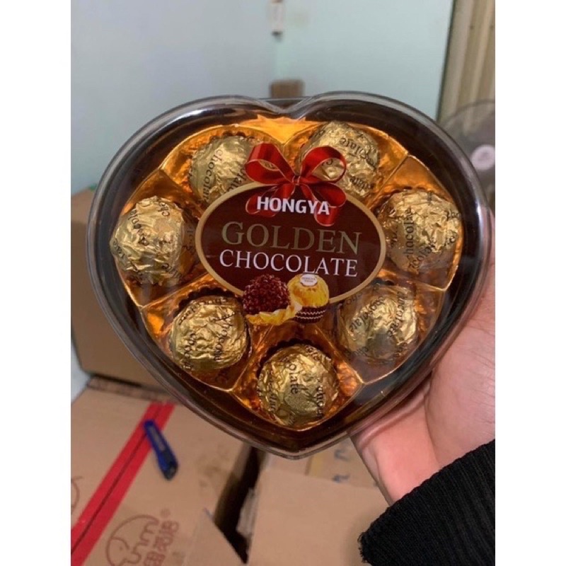 Socola GOLDEN HONGYA trái tim 8 viên Hộp vàng loại ngon