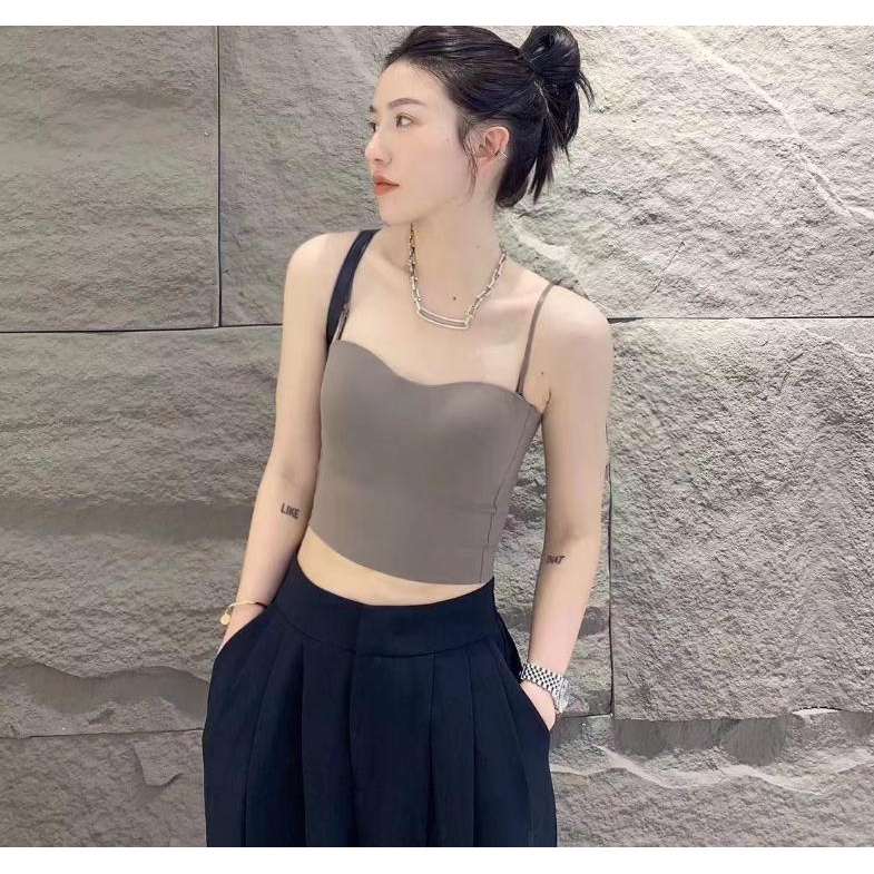 One Áo Hai Dây Có Mút Đệm Ngực Chất Liệu Lụa Lạnh Mỏng Thoải Mái Thời Trang JP5