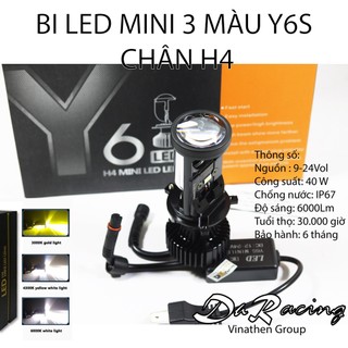 Đèn bi led mini H4 cao cấp 3 nhiệt màu Y6S- Bảo hành 6 tháng