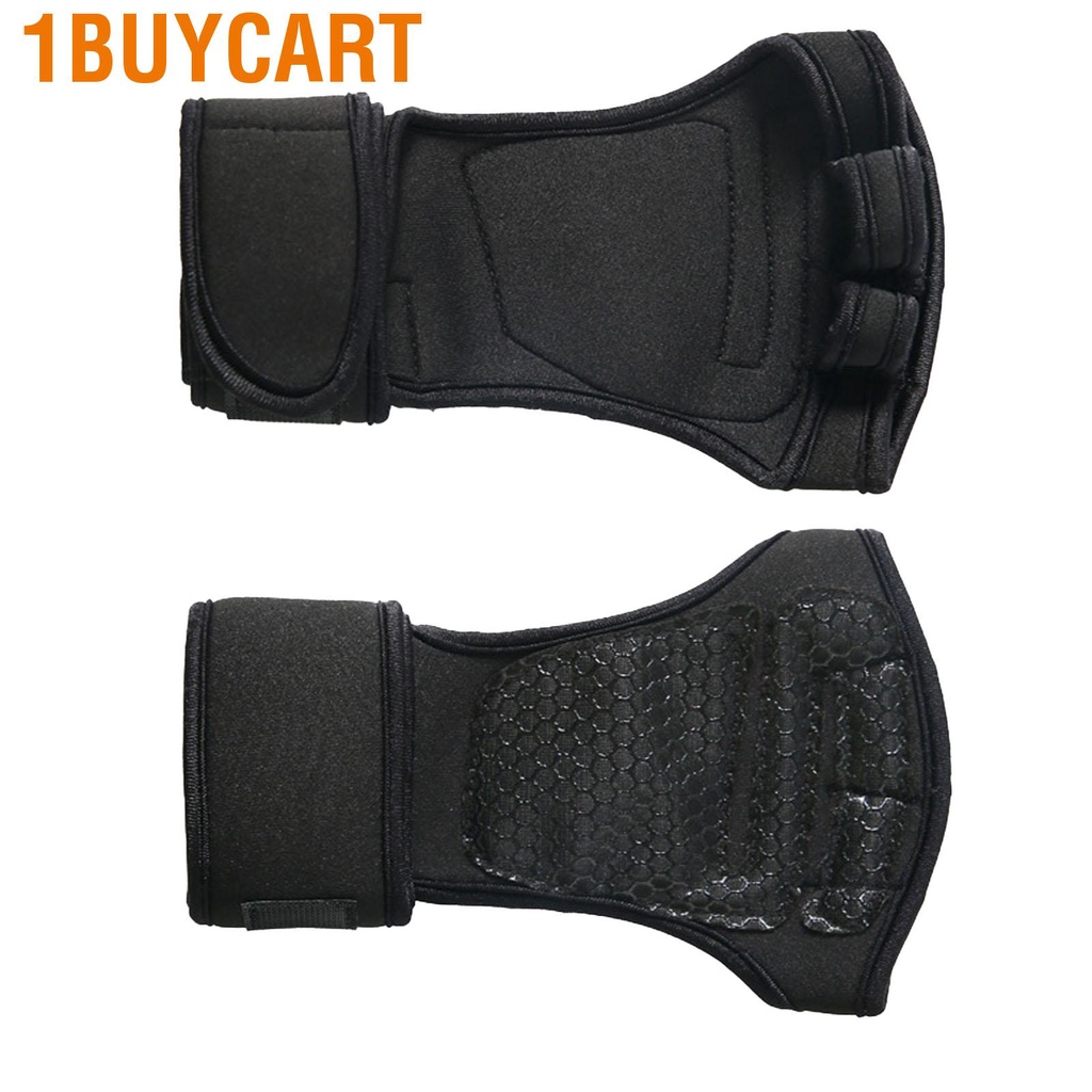 1buycart Dumbbell Lifting Gloves Anti Slip Fitness Exercise Half Finger Lengthened Winding Wrist Guard Black