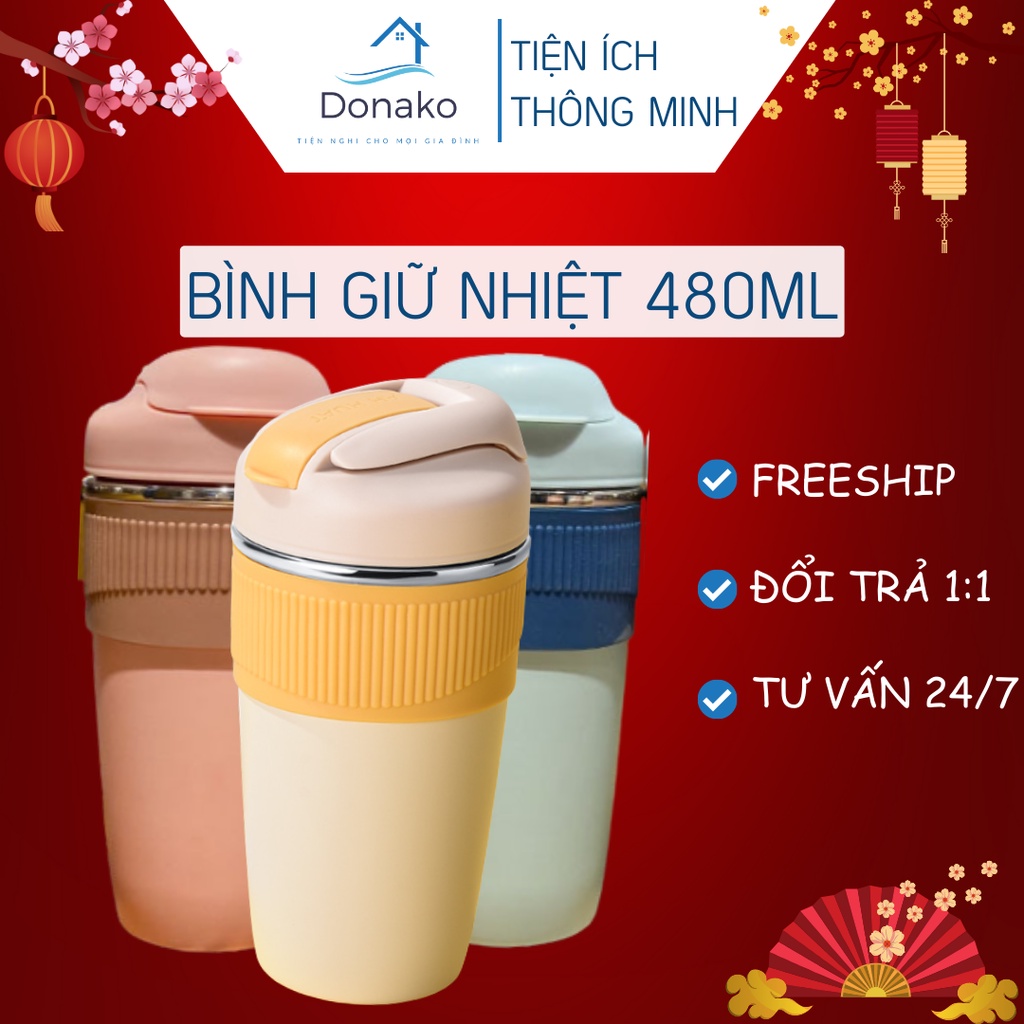Bình Nước Giữ Nhiệt 480ml Phong Cách Hàn Quốc Donako