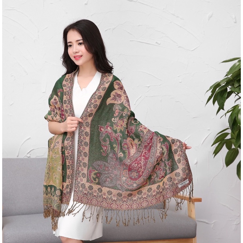 Khăn choàng thổ cẩm kim tuyến hàng sẵn
