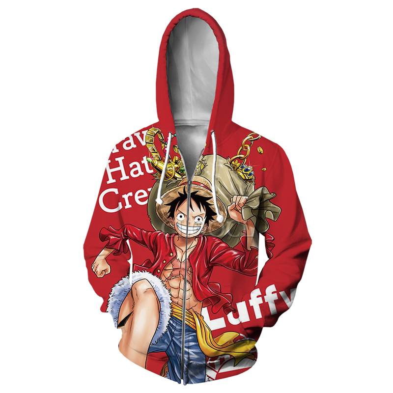 Áo Khoác Khóa Kéo Tay Dài In Hình Nhân Vật Luffy Trong ONE PIECE Thời Trang Cho Nam Và Nữ