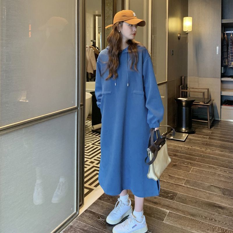 Đầm Nỉ Nữ Dài Tay Có Mũ Thời Trang Hàn