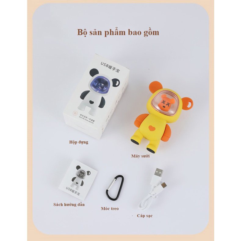 [New] Máy Sưởi Mini Cầm Tay Hình Gấu 2 Mức Nhiệt Đa Chức Năng : Sưởi Ấm Tay, Chườm Bụng Thiết Kế Nhỏ Gọn Tiện Dụng