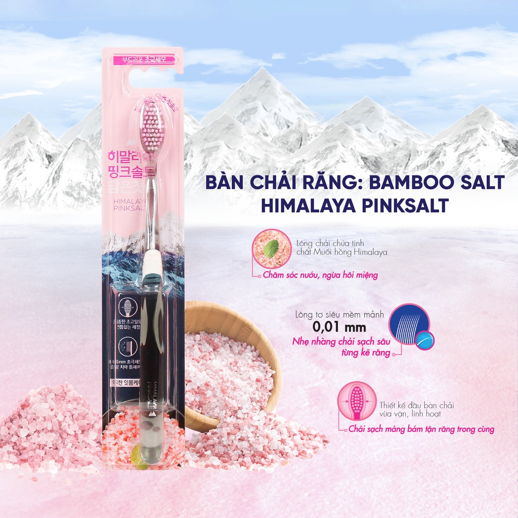 [Quà tặng không bán] Bàn chải Bamboo Salt Himalaya Pink Salt chăm sóc răng nhạy cảm