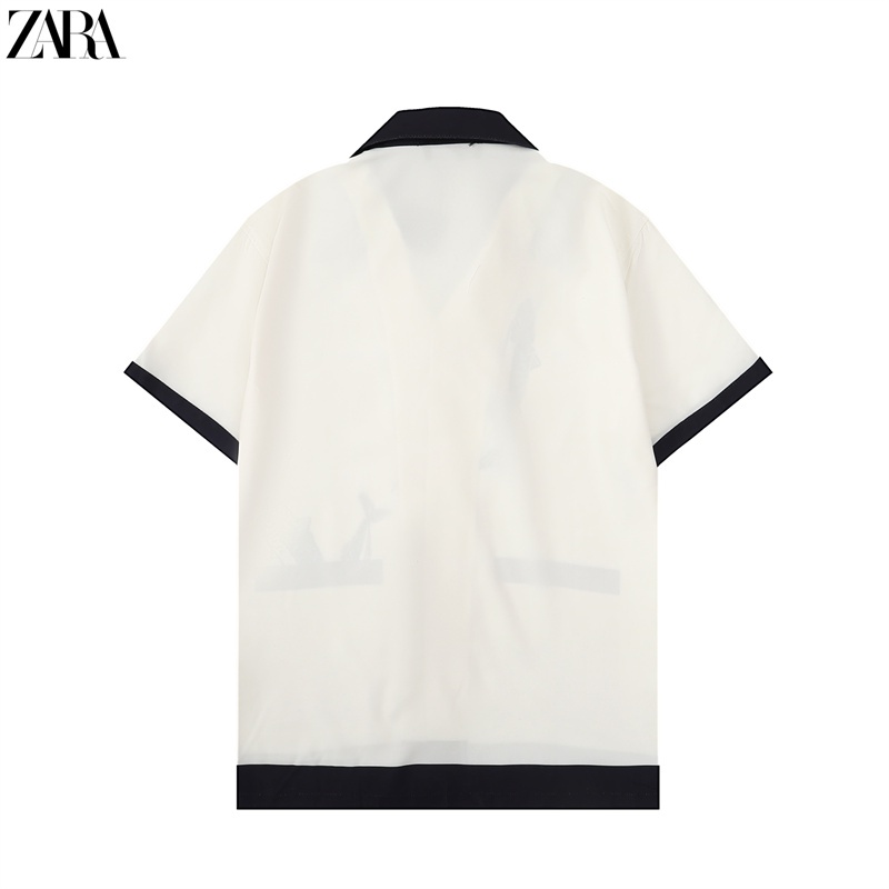 Za88ra- Áo Sơ Mi Tay Ngắn Dáng Rộng In Hình Cá Nhỏ Màu Tương Phản Sáng Tạo Và Thoải Mái