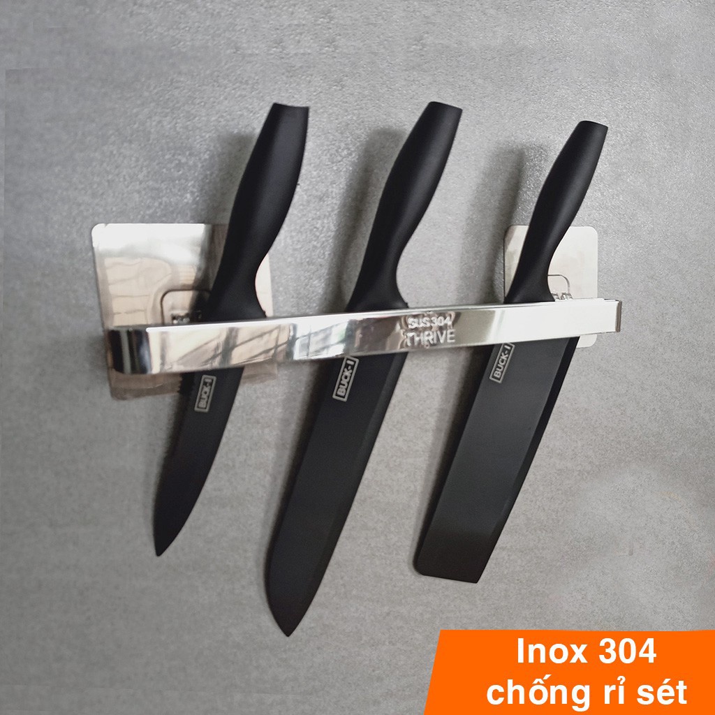 Kệ để dao dán tường giá cài dao 3 ngăn kệ treo dao nhà bếp ongcamdao inox 304 cao cấp