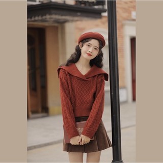 Áo len nữ vặn thừng cổ thuỷ thủ