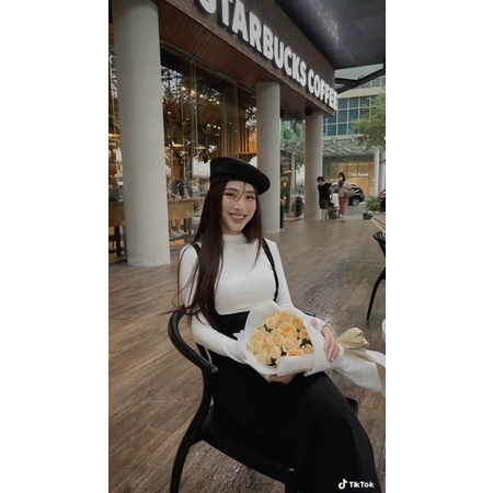 Set Đầm Yếm Maxi Cổ Lọ Tay Dài Phong Cách S44