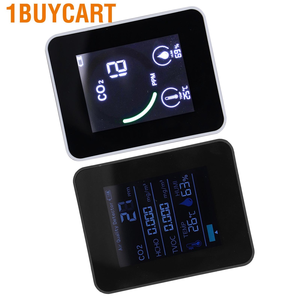 1buycart 5 in 1 Carbon Dioxide Detector ABS Electronic Components 1500mah Temperature Humidity Meter for Home Office