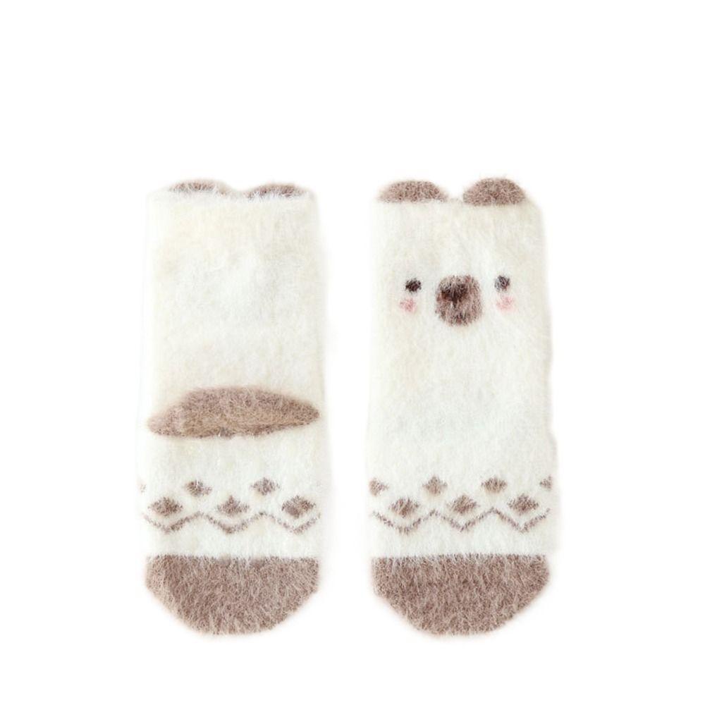 Đôi Vớ Nhung Dày Cổ Cao Đến Giữa Bắp Chân In Họa Tiết Động Vật Dễ Thương