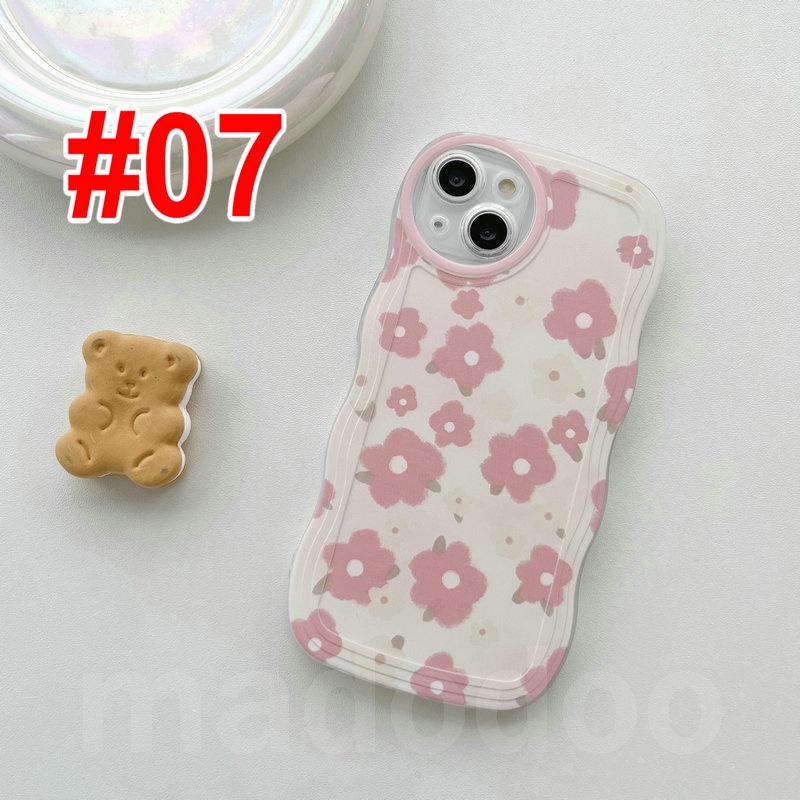 Samsung Galaxy A54 A34 A24 A14 A04 A73 A72 A53 A52 A52S A33 A32 A23 A12 A22 A13 4G 5G A03S A02S A11 A02 A03 A51 A50 A50S A30S A20 A30 A20S A10S A21S M22 M32 M12 M11 M02 Waves Edge Fine Hole Shockproof Soft Phone Case Pink Floral Flowers Back Cover BW 07