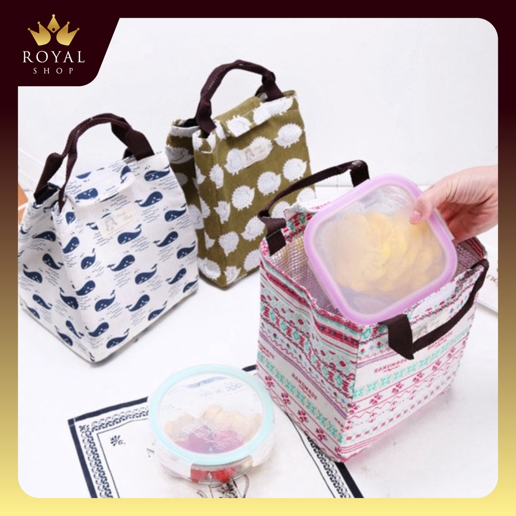 Túi tote vải mềm đựng đồ dùng hộp cơm giữ nhiệt văn phòng. Túi giữ nhiệt đựng hộp cơm thiết kế đa năng tiện dụng