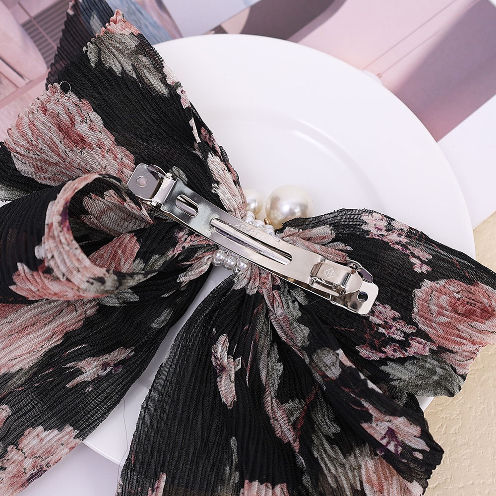 Kẹp Tóc Nơ Lớn In Họa Tiết Hoa Thời Trang Hàn Quốc Cho Nữ