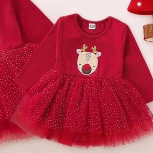 Váy tuần lộc Noel phối lưới siêu xinh cho bé gái