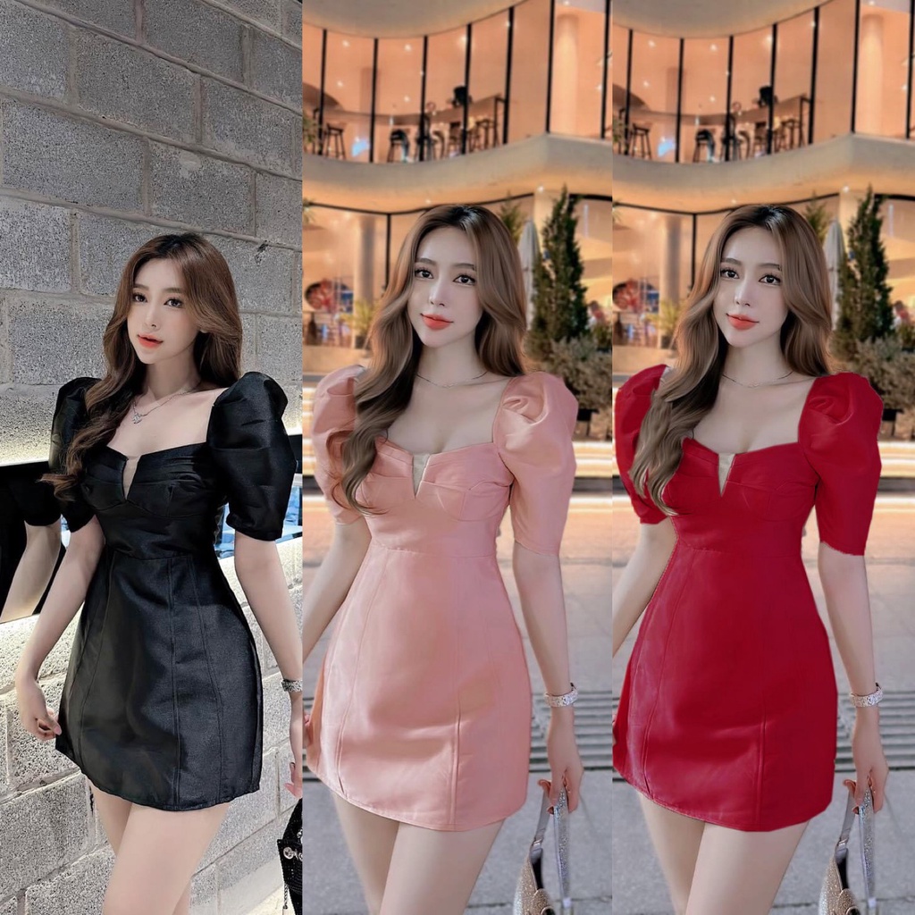 Đầm dự tiệc xếp ngực xẻ cố V bigsize Kim Ngân từ 50kg đến 100kg (M/L/XL/XXL)(đầm tết)(đầm dự tiệc)