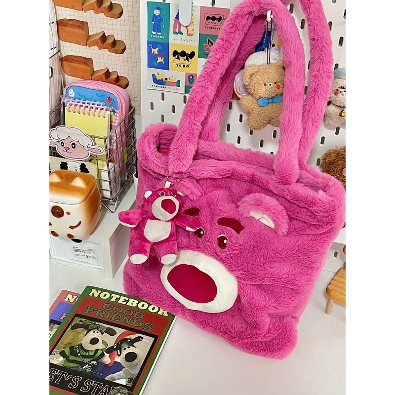 Disney Ba Lô Lông Xù Kiểu Hoạt Hình Gấu / Dâu Tây Đáng Yêu Cho Nữ