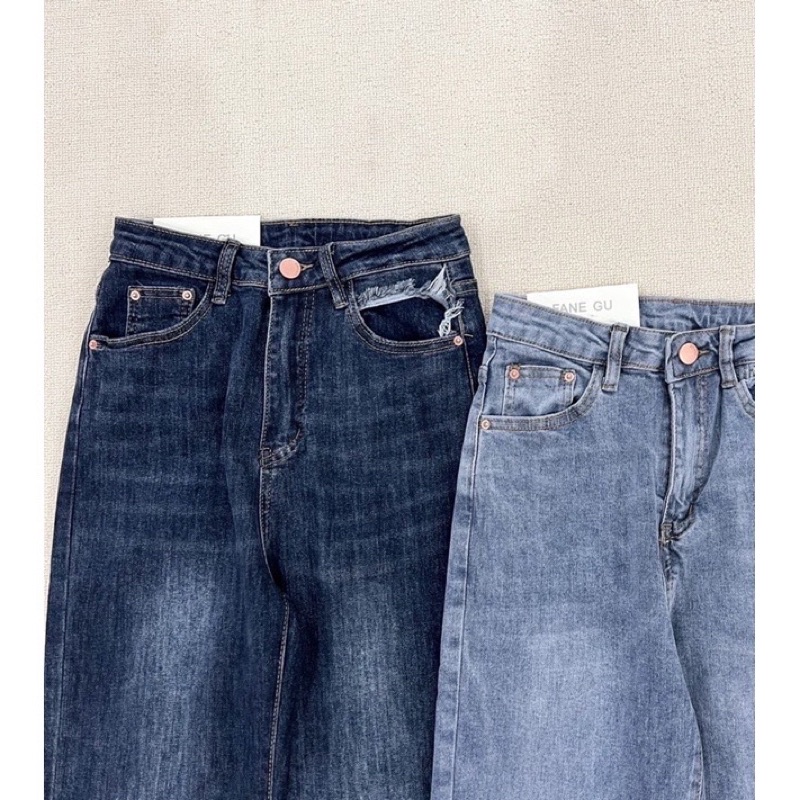Quần jeans bò xẻ gấu hai bên, ống may viền siêu xinh hàng QC - hàng có sẵn