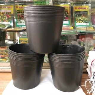 100 Chậu nhựa đen dày c8 (17cm x 14.5cm x 13cm)