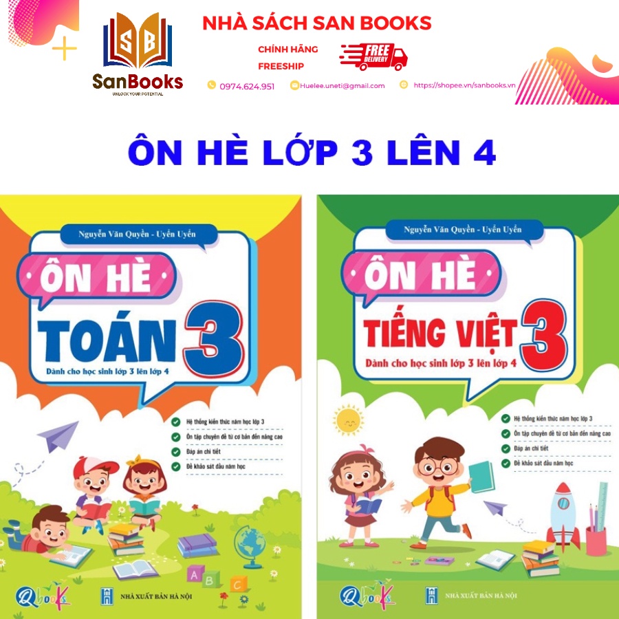 Sách - Combo Ôn Hè Toán và Tiếng Việt 3 - Chương Trình Mới - Dành cho học sinh lớp 3 lên 4 (2 cuốn)