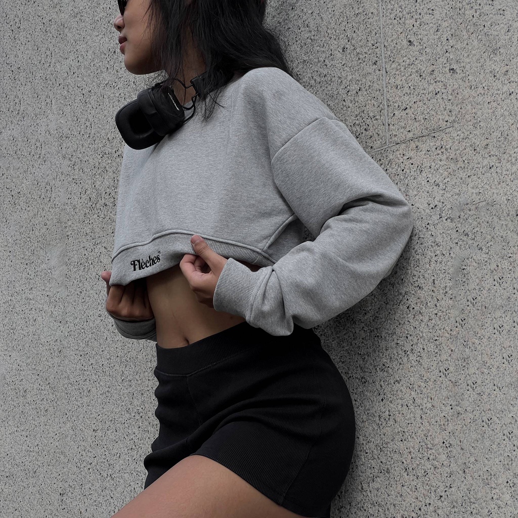 Áo thun croptop dài tay chất cua CROP SWEATER - 2 màu