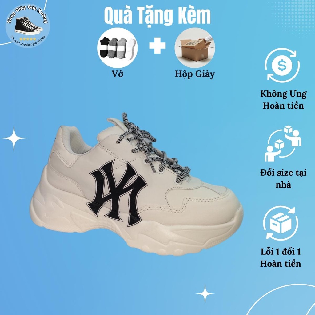 Giày MLB NY chữ đen, Boston chữ đỏ hàng cao cấp đế tách chuẩn, Giày tăng chiều cao nam nữ, độn đế tôn dáng cực hot
