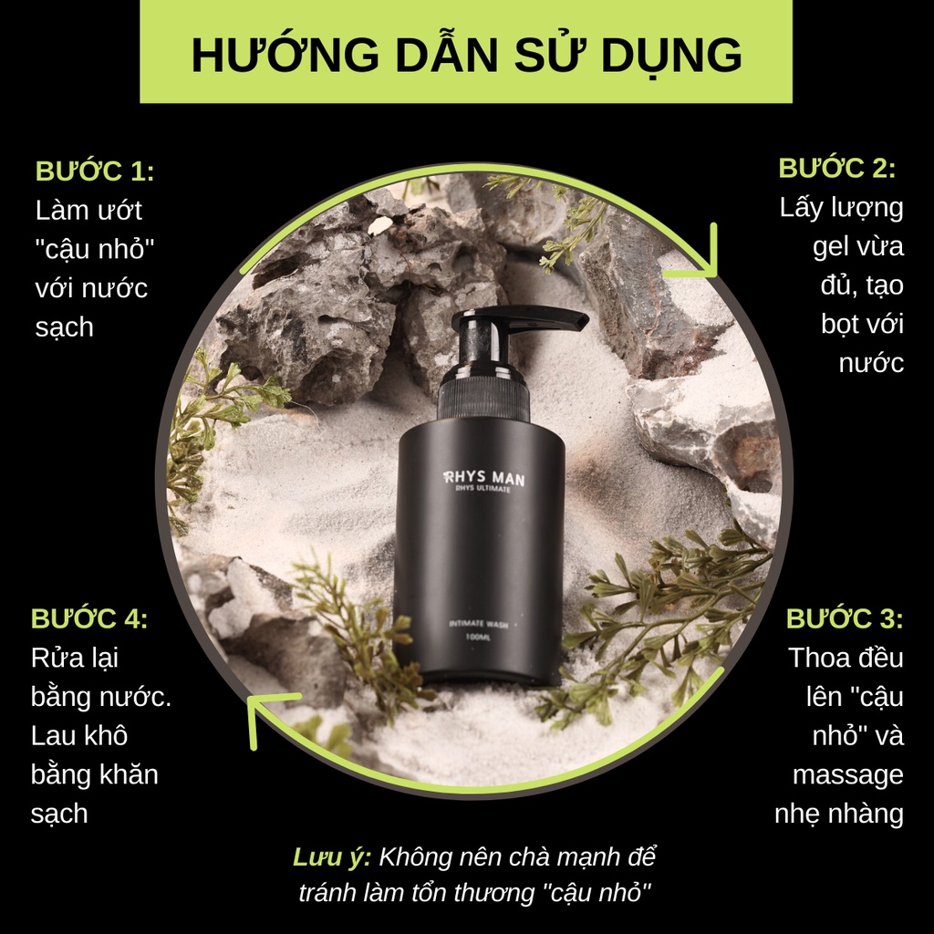 Bộ quà tặng 2 Dung dịch vệ sinh nam giới RHYS MAN Rhys Ultimate hương bạc hà thơm mát 100ml/chai - Combo 2 chai