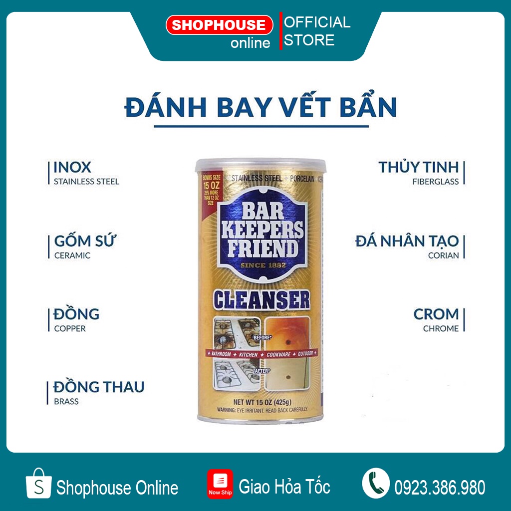 Bột làm sạch BKF Bar Kepers Friend - Sạch kính, vòi chậu, xoong nồi, vết ố
