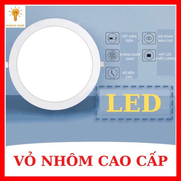 Đèn led âm trần tường thạch cao downlight tròn siêu mỏng bảo hành 12 tháng