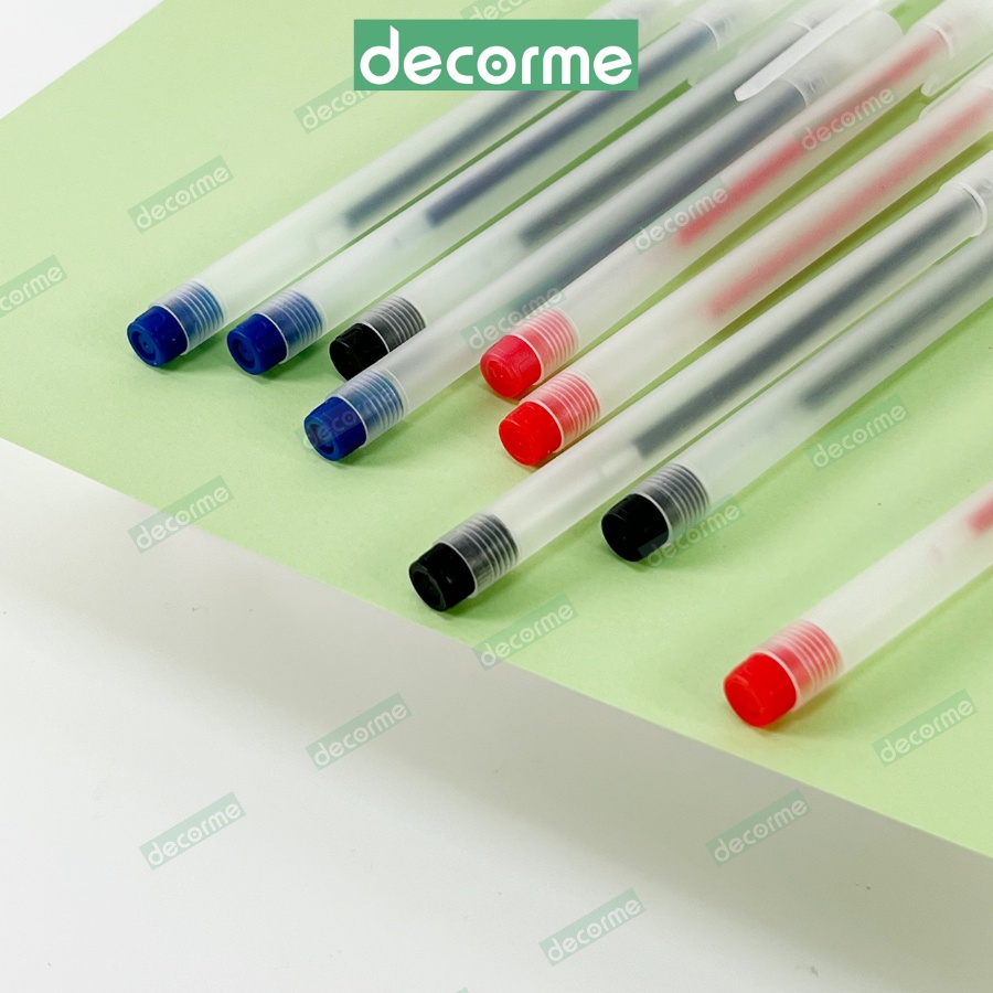 Bút gel DecorMe viết gel bút nước đen xanh đỏ mực khô nhanh ngòi 0,5mm bút gel đen mực trơn mượt viết cực thích