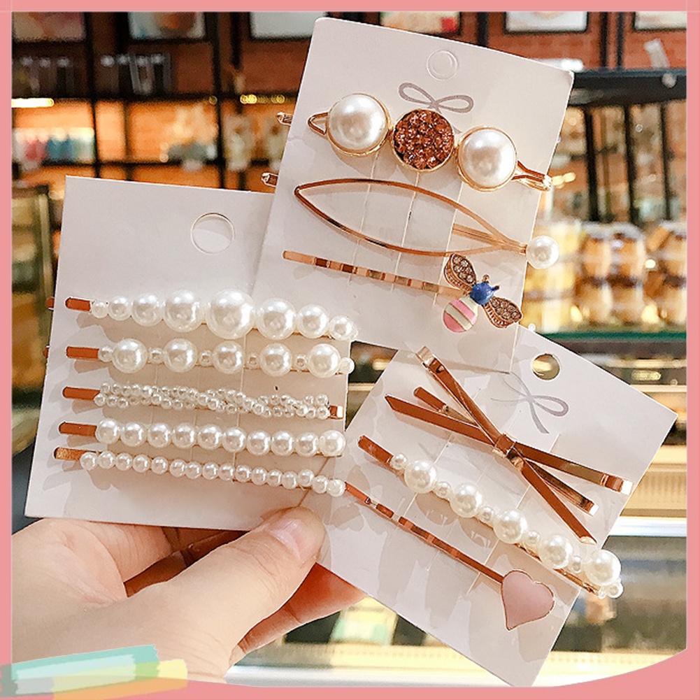 Phụ kiện gài tóc kiểu ngọc trai giả sáng lấp lánh thời trang cho nữ