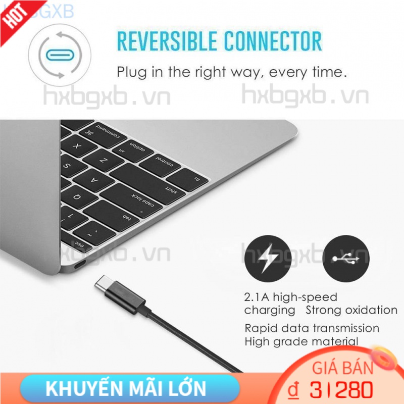 Dây cáp sạc nhanh Hxbg 1 / 2 / 3 mét Type C cho Samsung Galaxy S9 S8 Plus Note 8