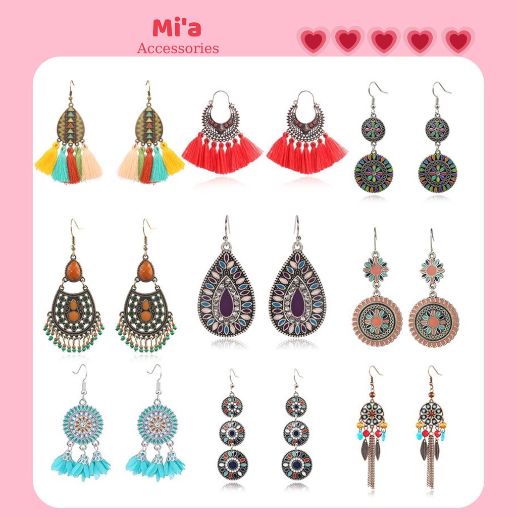 Khuyên tai bohomien du mục, bông tai vintage du lịch phong cách cổ điển