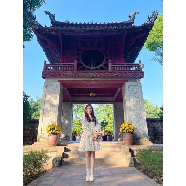 Đầm ren dự tiệc, đầm ren hoa nhí Mozz