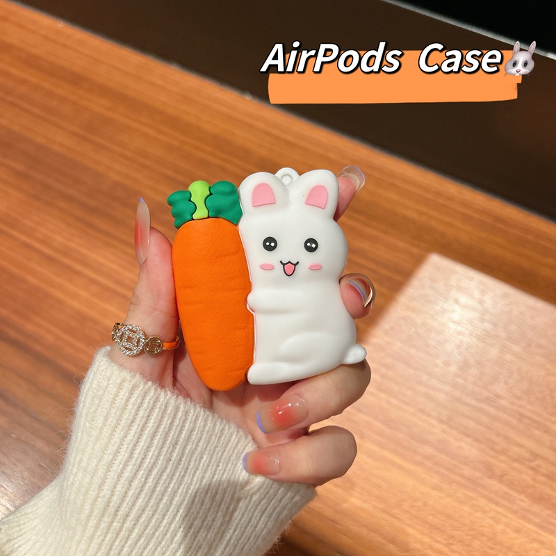 Vỏ Bảo Vệ Hộp Sạc Tai Nghe AirPods Pro 2 3 Bằng Silicon Mềm Chống Rơi Hình Thỏ Cà Rốt Và Bút Stylus