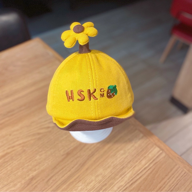 Mũ Lưỡi Trai Chất Liệu Cotton Mềm Mại Thêu Họa Tiết Hoa Xinh Xắn Cho Bé