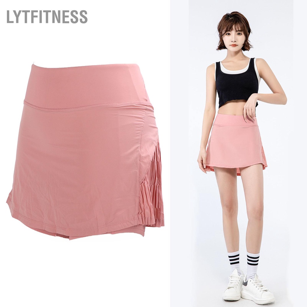 LYTFitness Phụ nữ Quần vợt đùi Rộng Thắt lưng Nhanh chóng Sấy khô Tập thể dục Váy Thể thao Màu hồng