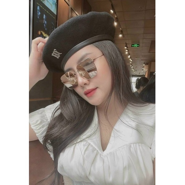 Kính mắt Tráng Gương thời trang nữ Dr  hồng và bạc form vuông chống nắng siêu sang