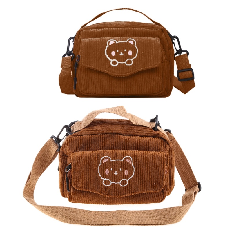 Túi Đeo Chéo Nhỏ Bằng Vải Nhung Có Khóa Kéo In Hoạt Hình Dành Cho Nữ