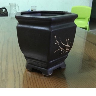 Chậu lục giác mini gốm Bát Tràng kích thước rộng 13cm cao 13cm cực đẹp